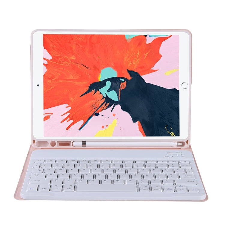 T098B Candy Color Skin Feel Texture Bluetooth Keyboard Leather Case with Pen Holder For iPad Air 11 2024 / 2025 / Air 4 10.9 2020 / Air 5 10.9 2022 (Pink) - For iPad Air by PMC TechLife | Online Shopping South Africa | PMC TechLife | Buy Now Pay Later Mobicred