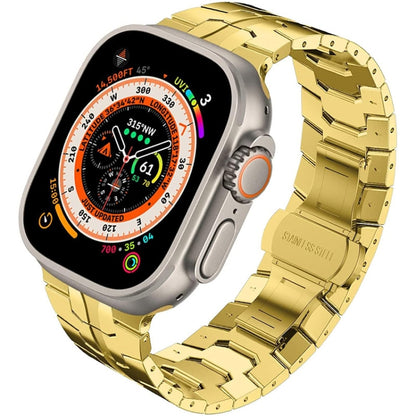 Steel Watch Band For Apple Watch Ultra 49mm&Watch Ultra 2 49mm / Series 9&8&7 45mm / SE 3&SE 2&6&SE&5&4 44mm / 3&2&1 42mm(Gold) - Watch Bands by PMC Jewellery | Online Shopping South Africa | PMC Jewellery