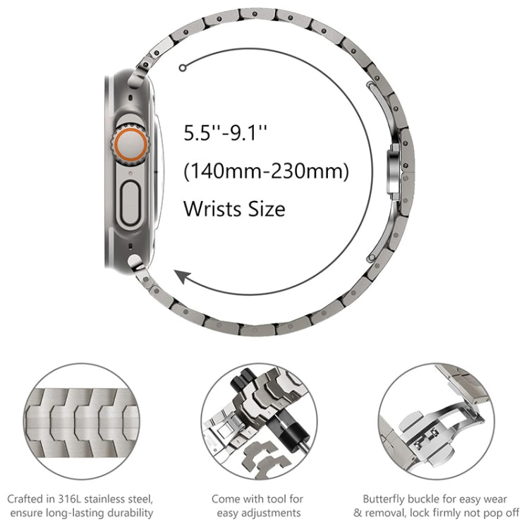 Steel Watch Band For Apple Watch Ultra 49mm&Watch Ultra 2 49mm / Series 9&8&7 45mm / SE 3&SE 2&6&SE&5&4 44mm / 3&2&1 42mm(Titanium) - Watch Bands by PMC Jewellery | Online Shopping South Africa | PMC Jewellery