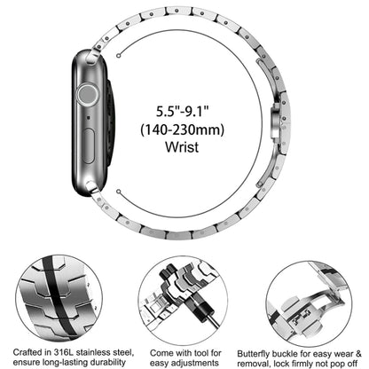 Steel Watch Band For Apple Watch Ultra 49mm&Watch Ultra 2 49mm / Series 9&8&7 45mm / SE 3&SE 2&6&SE&5&4 44mm / 3&2&1 42mm(Silver Black) - Watch Bands by PMC Jewellery | Online Shopping South Africa | PMC Jewellery