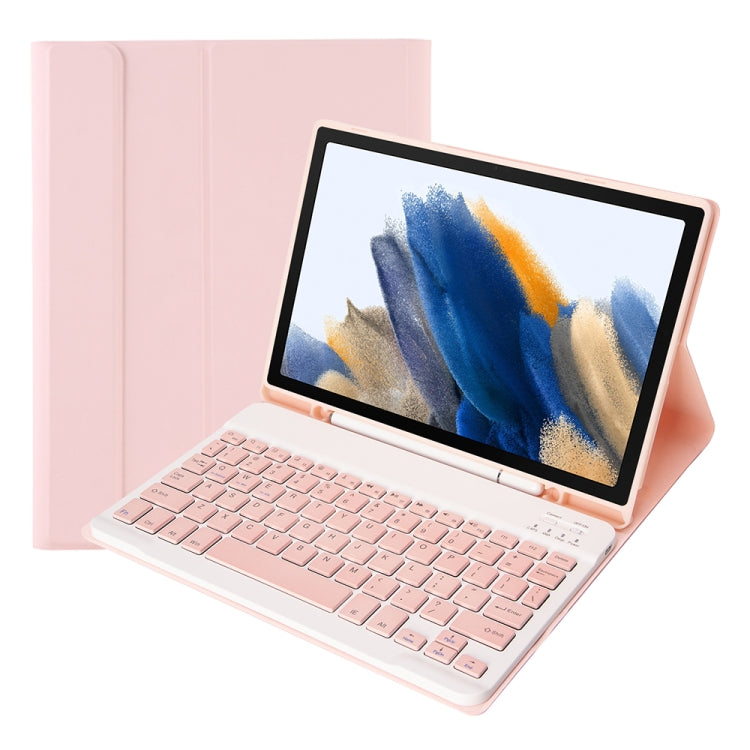 A08B Candy Color Bluetooth Keyboard Leather Case with Pen Slot For Samsung Galaxy Tab A8 10.5 2021 SM-X200 / SM-X205(Pink) - Samsung Keyboard by PMC TechLife | Online Shopping South Africa | PMC TechLife