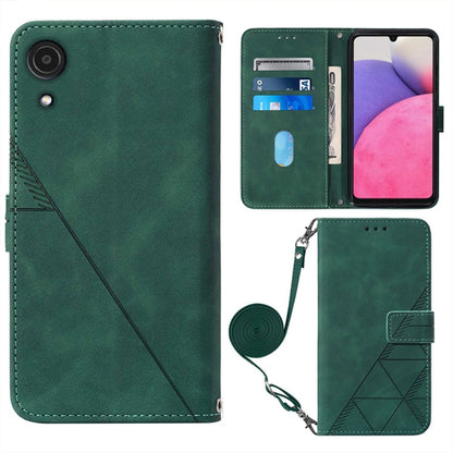 For Samsung Galaxy A03 Core Crossbody 3D Embossed Flip Leather Phone Case(Dark Green) - Galaxy Phone Cases by PMC Jewellery | Online Shopping South Africa | PMC Jewellery