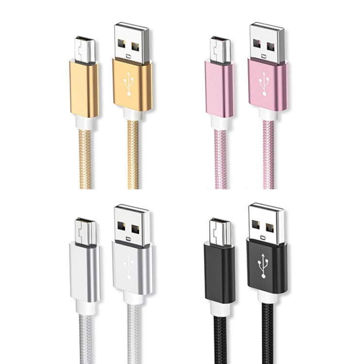5 PCS Mini USB to USB A Woven Data / Charge Cable for MP3, Camera, Car DVR, Length:2m(Black) - free shipping - PMC TechLife - Order now!