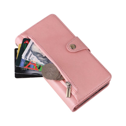 For Google Pixel 3A Rivet Buckle 9 Cards Three Fold Leather Phone Case(Rose Gold) - Google Cases by PMC Jewellery | Online Shopping South Africa | PMC Jewellery | Buy Now Pay Later Mobicred