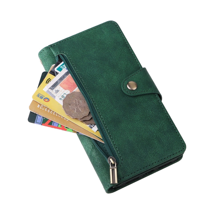 For Google Pixel 4 XL Rivet Buckle 9 Cards Three Fold Leather Phone Case(Green) - Google Cases by PMC Jewellery | Online Shopping South Africa | PMC Jewellery | Buy Now Pay Later Mobicred