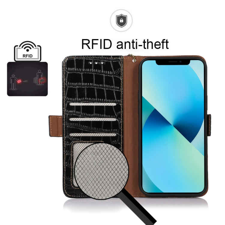 For Motorola Moto G22 Crocodile Top Layer Cowhide Leather Phone Case(Black) - Motorola Cases by PMC TechLife | Online Shopping South Africa | PMC TechLife | Buy Now Pay Later Mobicred