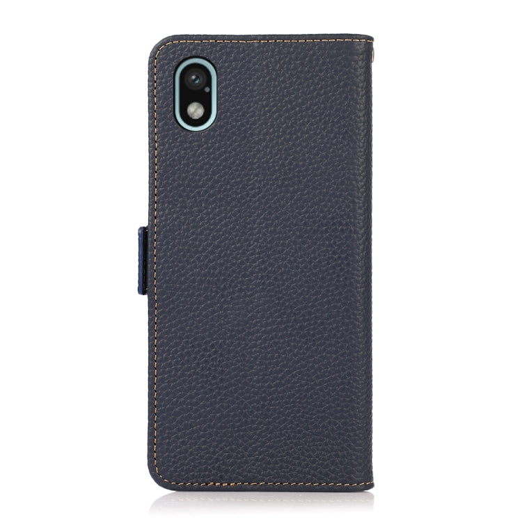 For Sony Xperia Ace III KHAZNEH Side-Magnetic Litchi Genuine Leather RFID Phone Case(Blue) - Sony Cases by PMC TechLife | Online Shopping South Africa | PMC TechLife | Buy Now Pay Later Mobicred