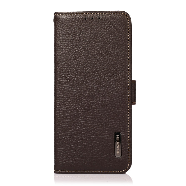 For Sony Xperia Ace III KHAZNEH Side-Magnetic Litchi Genuine Leather RFID Phone Case(Brown) - Sony Cases by PMC TechLife | Online Shopping South Africa | PMC TechLife | Buy Now Pay Later Mobicred