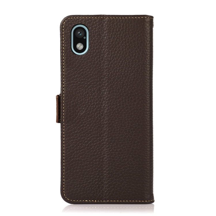 For Sony Xperia Ace III KHAZNEH Side-Magnetic Litchi Genuine Leather RFID Phone Case(Brown) - Sony Cases by PMC TechLife | Online Shopping South Africa | PMC TechLife | Buy Now Pay Later Mobicred