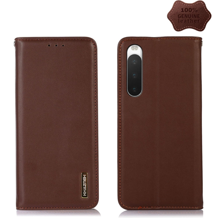 For Sony Xperia 10 IV KHAZNEH Nappa Top Layer Cowhide Leather Phone Case(Brown) - Sony Cases by PMC TechLife | Online Shopping South Africa | PMC TechLife | Buy Now Pay Later Mobicred