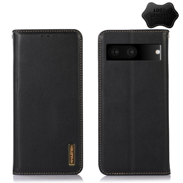 For Google Pixel 7 5G KHAZNEH Nappa Top Layer Cowhide Leather Phone Case(Black) - Google Cases by PMC TechLife | Online Shopping South Africa | PMC TechLife | Buy Now Pay Later Mobicred