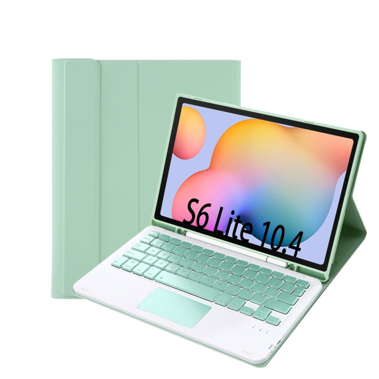 A610B-A Candy Color Bluetooth Keyboard Leather Case with Pen Slot & Touchpad For Samsung Galaxy Tab S6 Lite 10.4 inch SM-P610 / SM-P615(Light Green) - Samsung Keyboard by PMC TechLife | Online Shopping South Africa | PMC TechLife