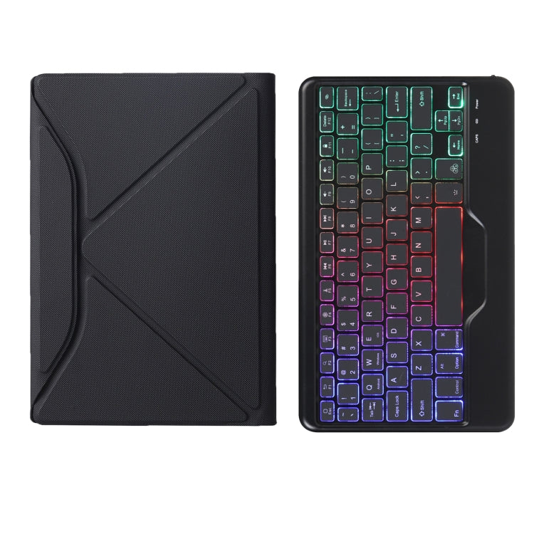 BM20S Backlight Diamond Texture Bluetooth Keyboard Leather Case with Triangle Back Support For Lenovo M10 Plus 10.3 inch TB-X606 / TB-X606F(Black + Black) - Lenovo Keyboard by PMC Jewellery | Online Shopping South Africa | PMC Jewellery