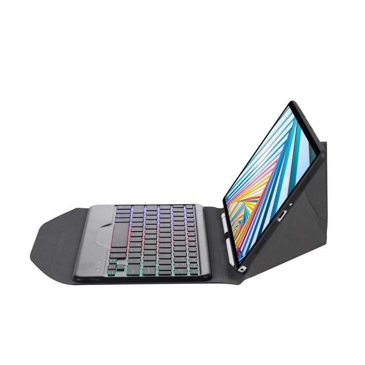 BM20S Backlight Diamond Texture Bluetooth Keyboard Leather Case with Triangle Back Support For Lenovo M10 Plus 10.3 inch TB-X606 / TB-X606F(Black + Black) - Lenovo Keyboard by PMC TechLife | Online Shopping South Africa | PMC TechLife