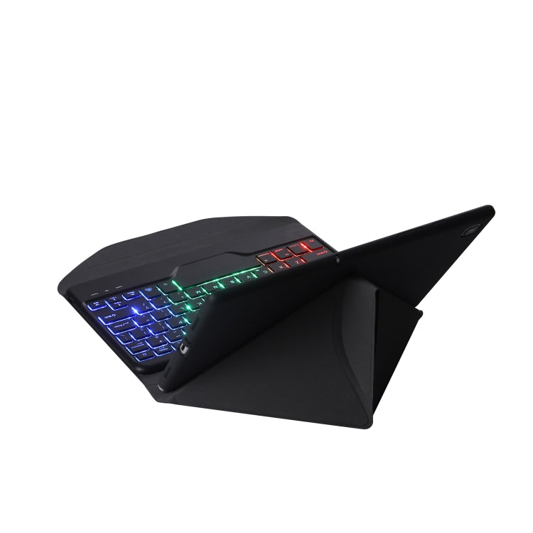 BM20S Backlight Diamond Texture Bluetooth Keyboard Leather Case with Triangle Back Support For Lenovo M10 Plus 10.3 inch TB-X606 / TB-X606F(Black + Black) - Lenovo Keyboard by PMC TechLife | Online Shopping South Africa | PMC TechLife