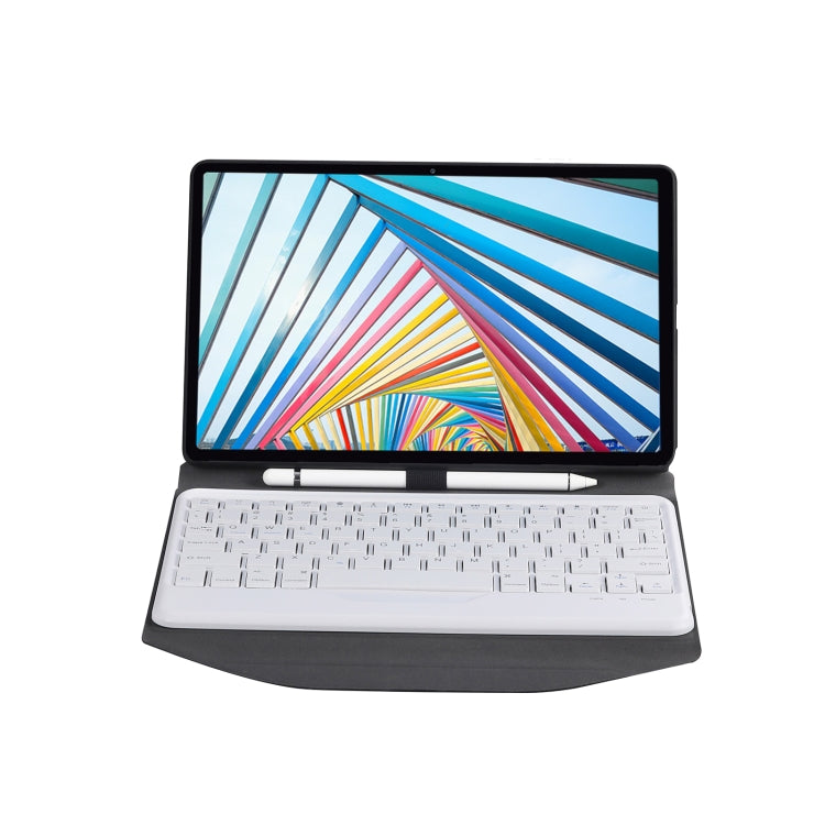 BM20 Diamond Texture Bluetooth Keyboard Leather Case with Triangle Back Support For Lenovo M10 Plus 10.3 inch TB-X606 / TB-X606F(Black + White) - Lenovo Keyboard by PMC Jewellery | Online Shopping South Africa | PMC Jewellery