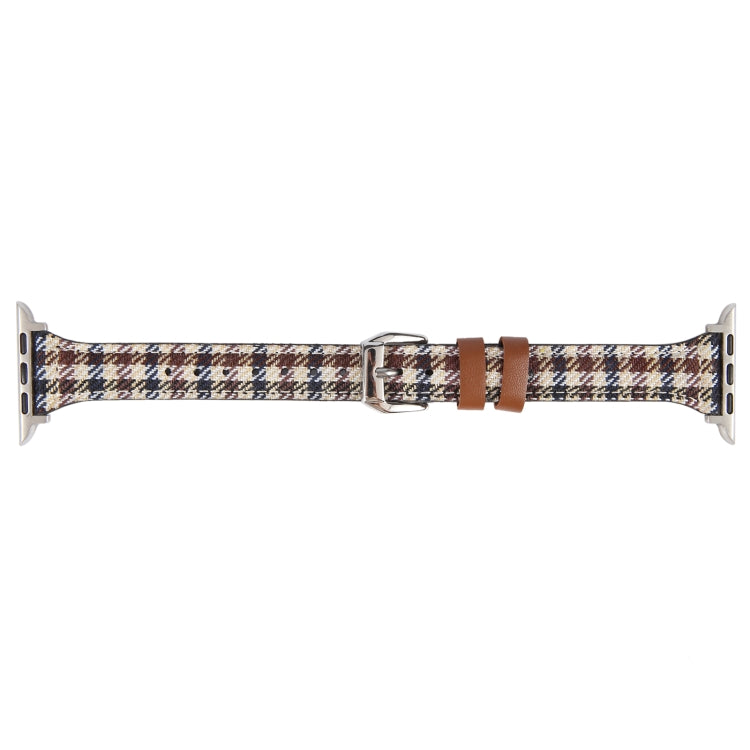 Genuine Leather Watch Band For Apple Watch Series 9&8&7 41mm / SE 3&SE 2&6&SE&5&4 40mm / 3&2&1 38mm(Plaid) - Watch Bands by PMC TechLife | Online Shopping South Africa | PMC TechLife | Buy Now Pay Later Mobicred