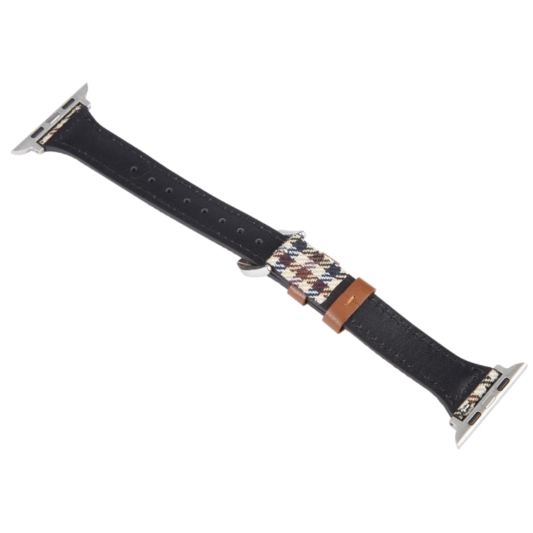 Genuine Leather Watch Band For Apple Watch Series 9&8&7 41mm / SE 3&SE 2&6&SE&5&4 40mm / 3&2&1 38mm(Plaid) - Watch Bands by PMC TechLife | Online Shopping South Africa | PMC TechLife | Buy Now Pay Later Mobicred