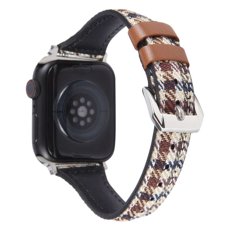 Genuine Leather Watch Band For Apple Watch Series 9&8&7 41mm / SE 3&SE 2&6&SE&5&4 40mm / 3&2&1 38mm(Plaid) - Watch Bands by PMC TechLife | Online Shopping South Africa | PMC TechLife | Buy Now Pay Later Mobicred