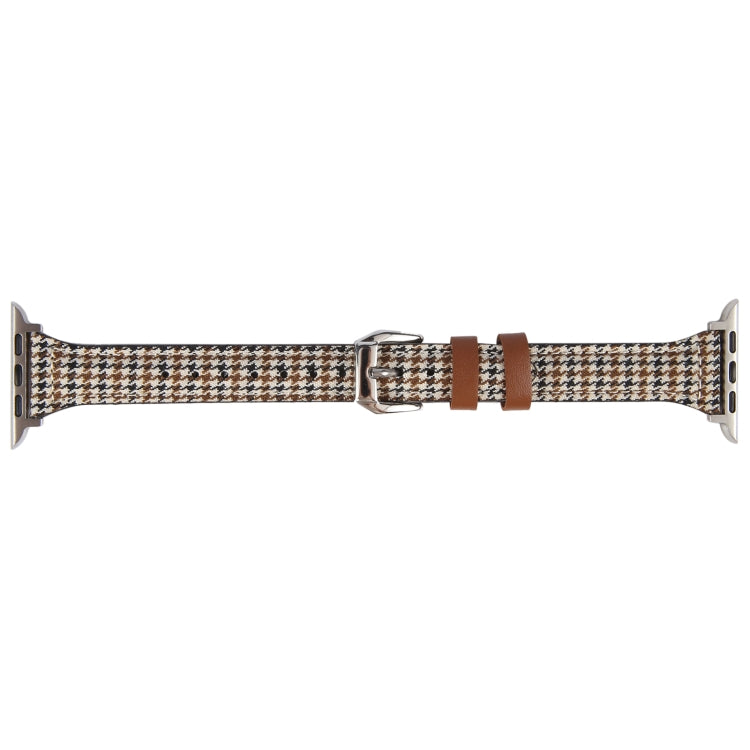 Genuine Leather Watch Band For Apple Watch Series 9&8&7 41mm / SE 3&SE 2&6&SE&5&4 40mm / 3&2&1 38mm(Houndstooth) - Watch Bands by PMC TechLife | Online Shopping South Africa | PMC TechLife | Buy Now Pay Later Mobicred