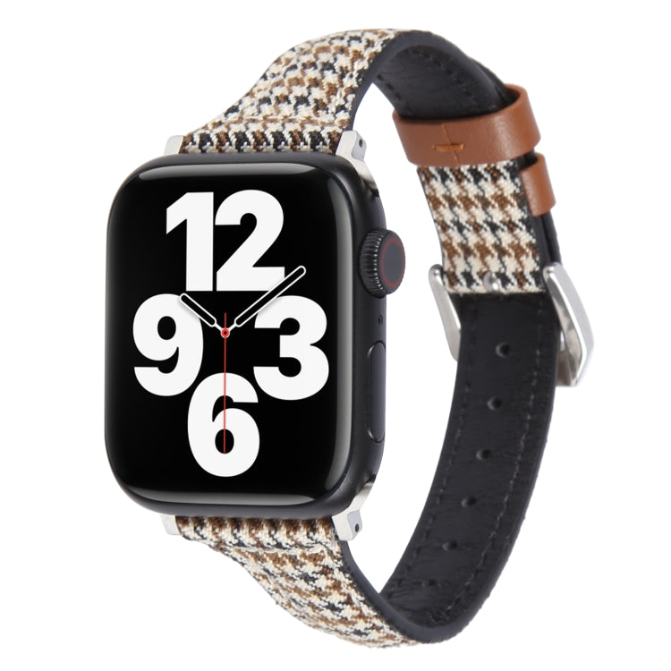 Genuine Leather Watch Band For Apple Watch Ultra 49mm&Watch Ultra 2 49mm / Series 9&8&7 45mm / SE 3&SE 2&6&SE&5&4 44mm / 3&2&1 42mm(Houndstooth) - Watch Bands by PMC TechLife | Online Shopping South Africa | PMC TechLife | Buy Now Pay Later Mobicred