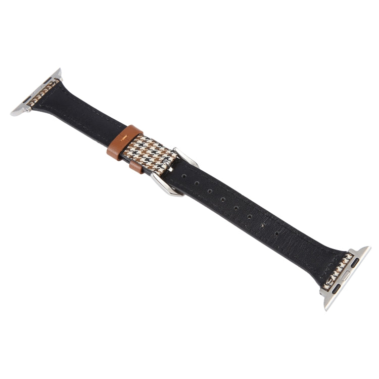 Genuine Leather Watch Band For Apple Watch Ultra 49mm&Watch Ultra 2 49mm / Series 9&8&7 45mm / SE 3&SE 2&6&SE&5&4 44mm / 3&2&1 42mm(Houndstooth) - Watch Bands by PMC TechLife | Online Shopping South Africa | PMC TechLife | Buy Now Pay Later Mobicred