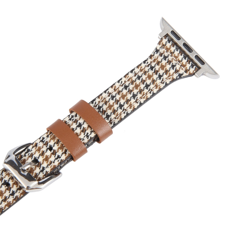 Genuine Leather Watch Band For Apple Watch Ultra 49mm&Watch Ultra 2 49mm / Series 9&8&7 45mm / SE 3&SE 2&6&SE&5&4 44mm / 3&2&1 42mm(Houndstooth) - Watch Bands by PMC TechLife | Online Shopping South Africa | PMC TechLife | Buy Now Pay Later Mobicred