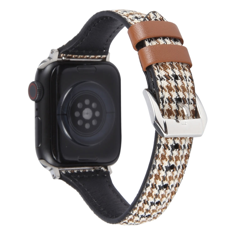 Genuine Leather Watch Band For Apple Watch Ultra 49mm&Watch Ultra 2 49mm / Series 9&8&7 45mm / SE 3&SE 2&6&SE&5&4 44mm / 3&2&1 42mm(Houndstooth) - Watch Bands by PMC TechLife | Online Shopping South Africa | PMC TechLife | Buy Now Pay Later Mobicred