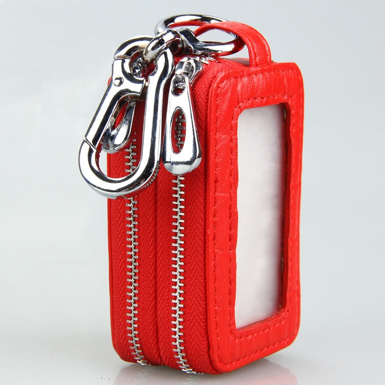 9075 Universal Crocodile Texture Genuine Leather Double Zipper Car Key Case(Red) - Car Key Cases by PMC Jewellery | Online Shopping South Africa | PMC Jewellery | Buy Now Pay Later Mobicred