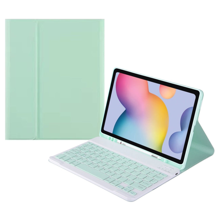 Square Cap Bluetooth Keyboard Leather Case with Pen Slot for Samsung Galaxy Tab S6 Lite(Green) - Samsung Keyboard by PMC Jewellery | Online Shopping South Africa | PMC Jewellery