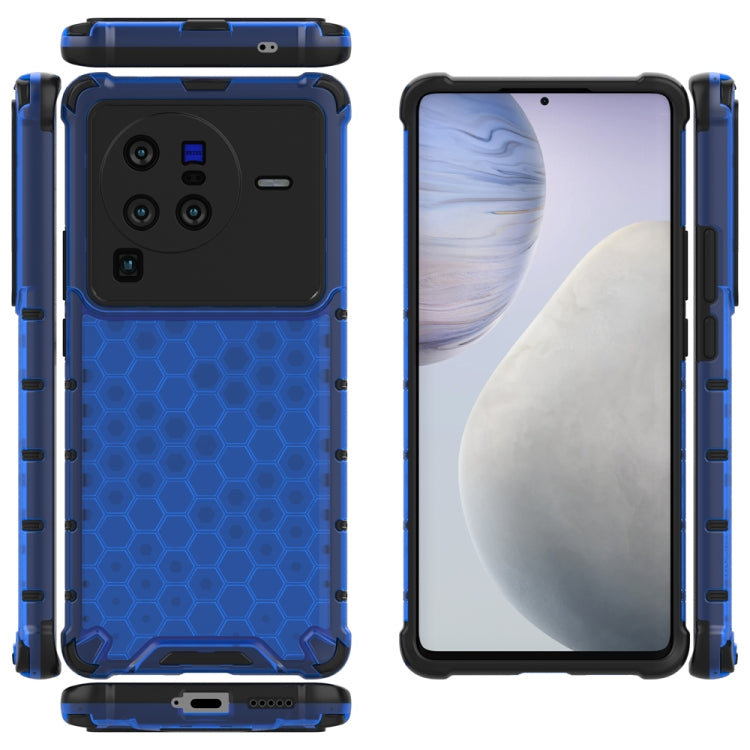 For vivo X80 Pro 5G China Shockproof Honeycomb PC + TPU Protective Case(Blue) - vivo Cases by PMC Jewellery | Online Shopping South Africa | PMC Jewellery | Buy Now Pay Later Mobicred