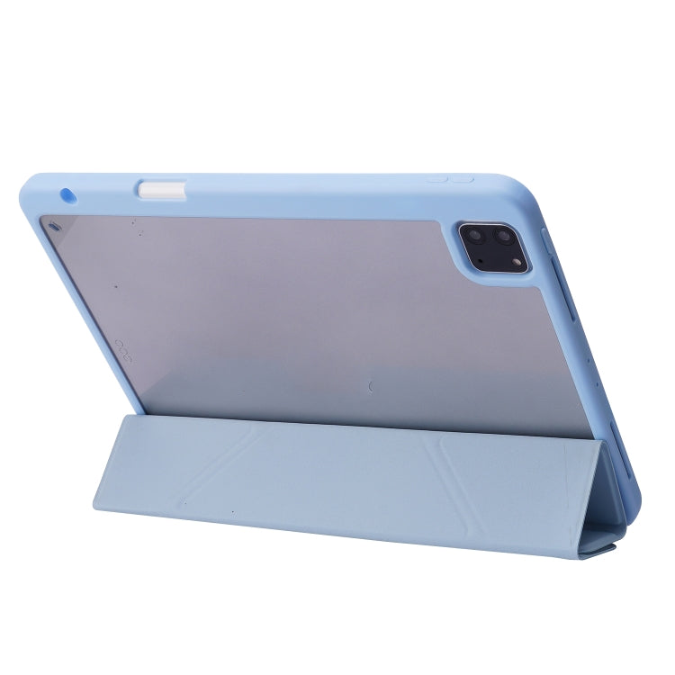 For iPad Air 13 2024 / iPad Pro 12.9 2022 / 2021 / 2020 / 2018 Deformation Transparent Acrylic Leather Tablet Case(Dark Blue) - iPad Pro 12.9 (2022/2021) Cases by PMC TechLife | Online Shopping South Africa | PMC TechLife | Buy Now Pay Later Mobicred