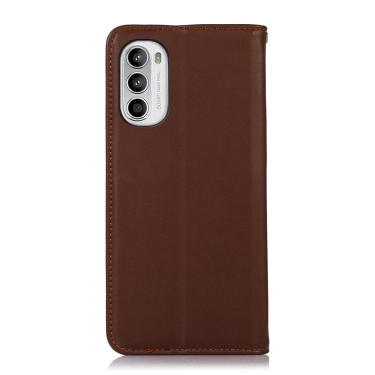 For Motorola Moto G52 4G KHAZNEH Nappa Top Layer Cowhide Leather Phone Case(Brown) - Motorola Cases by PMC TechLife | Online Shopping South Africa | PMC TechLife | Buy Now Pay Later Mobicred