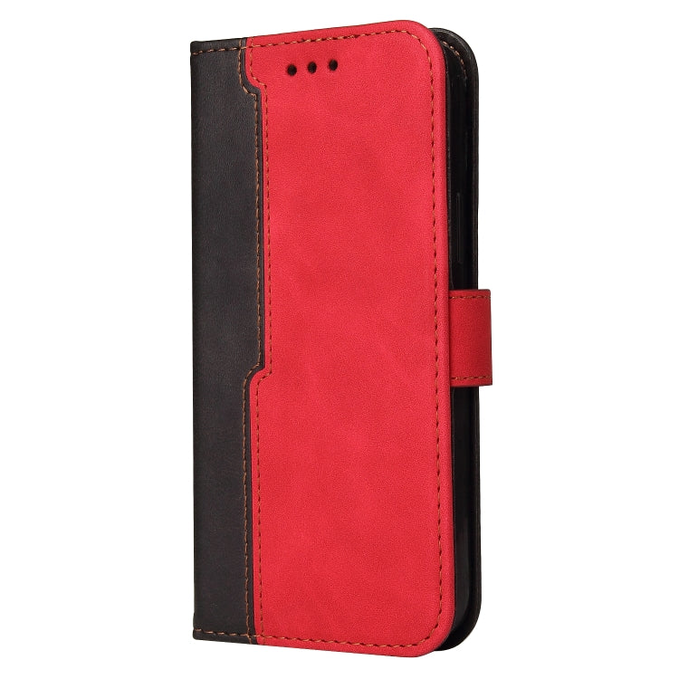 For OPPO Find X5 Lite / Reno7 5G Global Stitching-Color Flip Leather Phone Case(Red) - OPPO Cases by PMC Jewellery | Online Shopping South Africa | PMC Jewellery | Buy Now Pay Later Mobicred