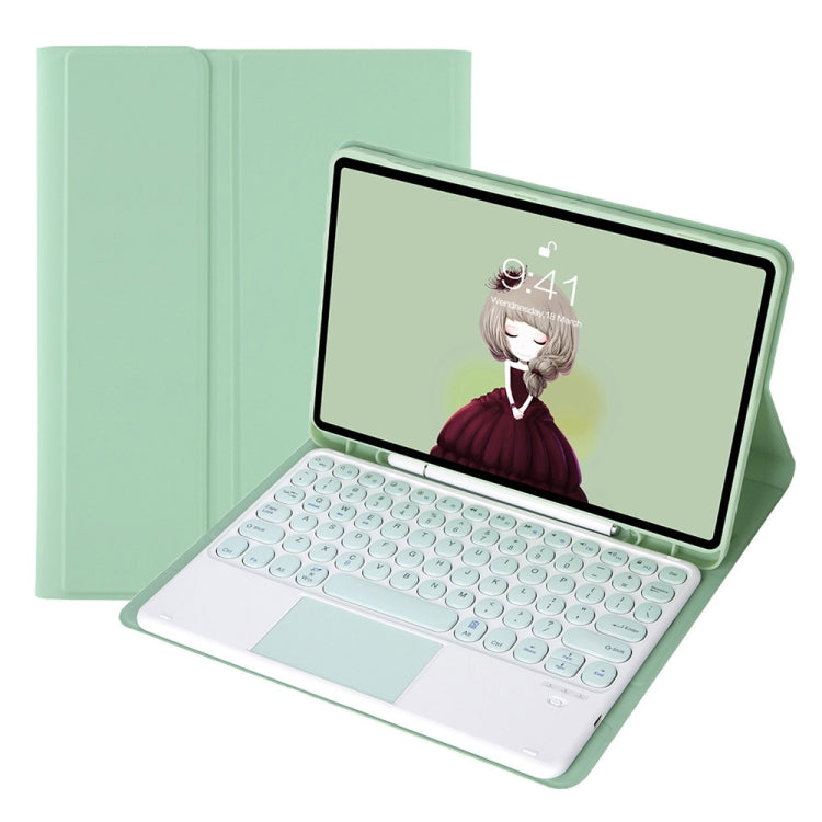 YA610B-A Candy Color Skin Feel Texture Round Keycap Bluetooth Keyboard Leather Case with Touchpad For Samsung Galaxy Tab S6 Lite 10.4 inch SM-P610 / SM-P615(Light Green) - Samsung Keyboard by PMC TechLife | Online Shopping South Africa | PMC TechLife