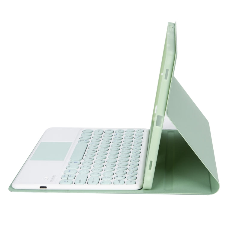 YA08B-A Candy Color Skin Feel Texture Round Keycap Bluetooth Keyboard Leather Case with Touchpad For Samsung Galaxy Tab A8 10.5 2021 SM-X200 / SM-X205(Light Green) - Samsung Keyboard by PMC TechLife | Online Shopping South Africa | PMC TechLife
