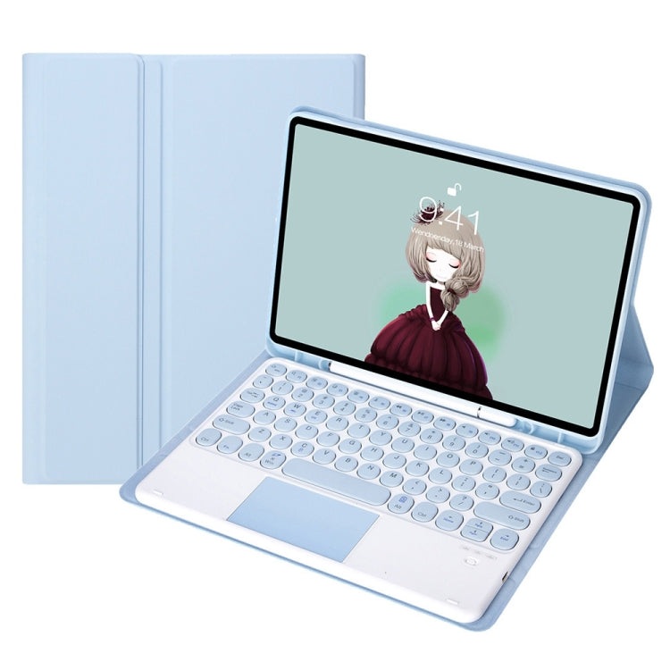 YA08B-A Candy Color Skin Feel Texture Round Keycap Bluetooth Keyboard Leather Case with Touchpad For Samsung Galaxy Tab A8 10.5 2021 SM-X200 / SM-X205(White Ice) - Samsung Keyboard by PMC TechLife | Online Shopping South Africa | PMC TechLife