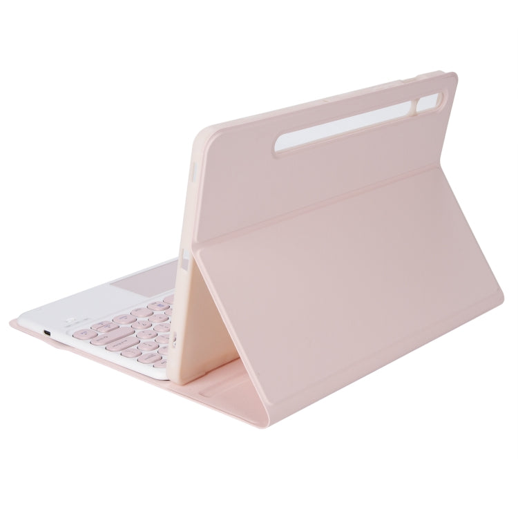 YA700B-A Candy Color Skin Feel Texture Round Keycap Bluetooth Keyboard Leather Case with Touchpad For Samsung Galaxy Tab S8 11 inch SM-X700 / SM-X706 & S7 11 inch SM-X700 / SM-T875(Pink) - Samsung Keyboard by PMC TechLife | Online Shopping South Africa | PMC TechLife