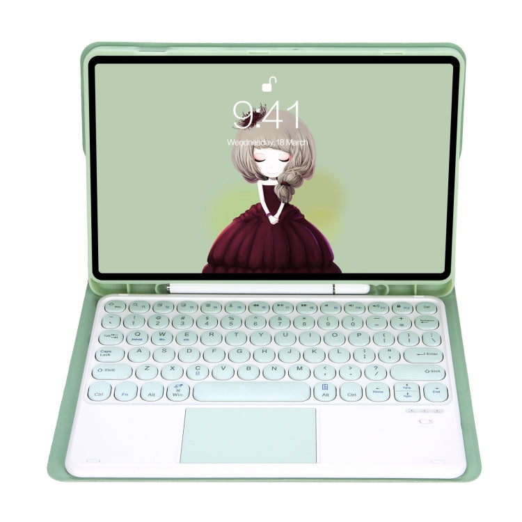 YA700B-A Candy Color Skin Feel Texture Round Keycap Bluetooth Keyboard Leather Case with Touchpad For Samsung Galaxy Tab S8 11 inch SM-X700 / SM-X706 & S7 11 inch SM-X700 / SM-T875(Light Green) - Samsung Keyboard by PMC TechLife | Online Shopping South Africa | PMC TechLife