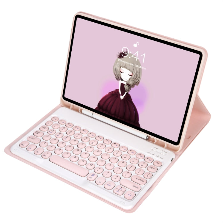 YA610B Candy Color Skin Feel Texture Round Keycap Bluetooth Keyboard Leather Case For Samsung Galaxy Tab S6 Lite 10.4 inch SM-P610 / SM-P615(Pink) - Samsung Keyboard by PMC TechLife | Online Shopping South Africa | PMC TechLife