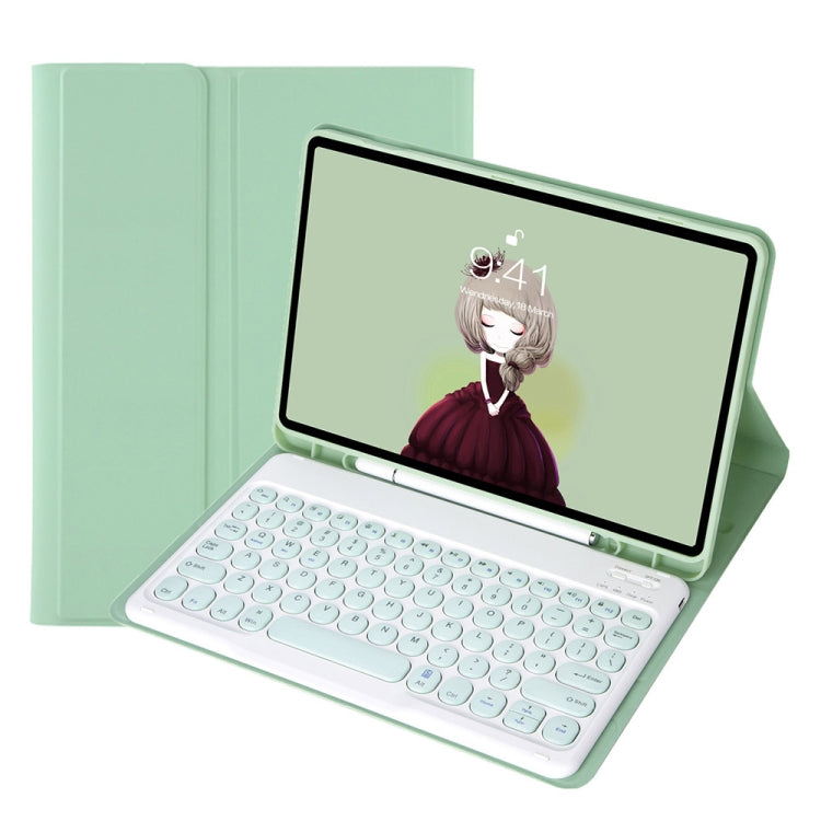 YA08B Candy Color Skin Feel Texture Round Keycap Bluetooth Keyboard Leather Case For Samsung Galaxy Tab A8 10.5 2021 SM-X200 / SM-X205(Light Green) - Samsung Keyboard by PMC TechLife | Online Shopping South Africa | PMC TechLife