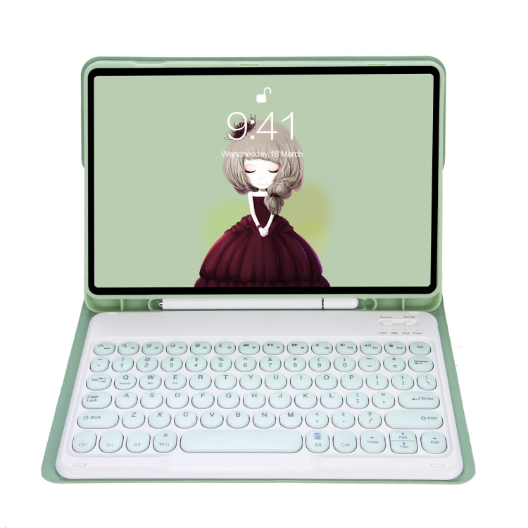 YA08B Candy Color Skin Feel Texture Round Keycap Bluetooth Keyboard Leather Case For Samsung Galaxy Tab A8 10.5 2021 SM-X200 / SM-X205(Light Green) - Samsung Keyboard by PMC TechLife | Online Shopping South Africa | PMC TechLife