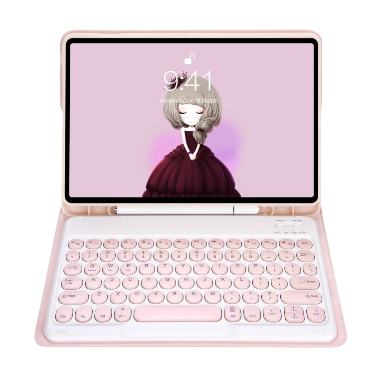 YA700B Candy Color Skin Feel Texture Round Keycap Bluetooth Keyboard Leather Case For Samsung Galaxy Tab S8 11 inch SM-X700 / SM-X706 & S7 11 inch SM-X700 / SM-T875(Pink) - Samsung Keyboard by PMC TechLife | Online Shopping South Africa | PMC TechLife