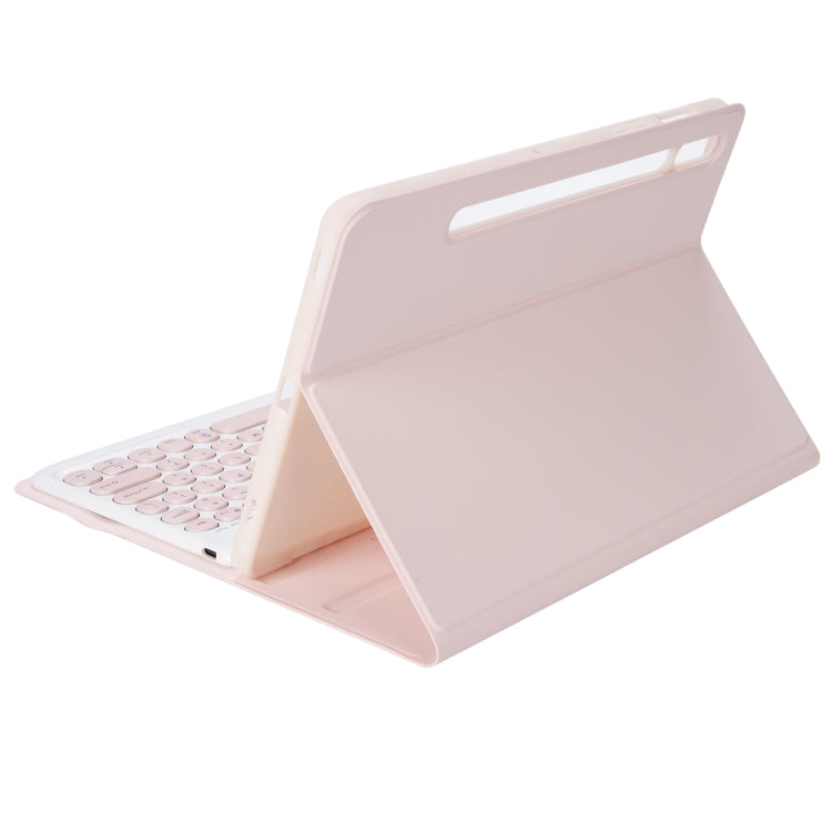 YA700B Candy Color Skin Feel Texture Round Keycap Bluetooth Keyboard Leather Case For Samsung Galaxy Tab S8 11 inch SM-X700 / SM-X706 & S7 11 inch SM-X700 / SM-T875(Pink) - Samsung Keyboard by PMC TechLife | Online Shopping South Africa | PMC TechLife