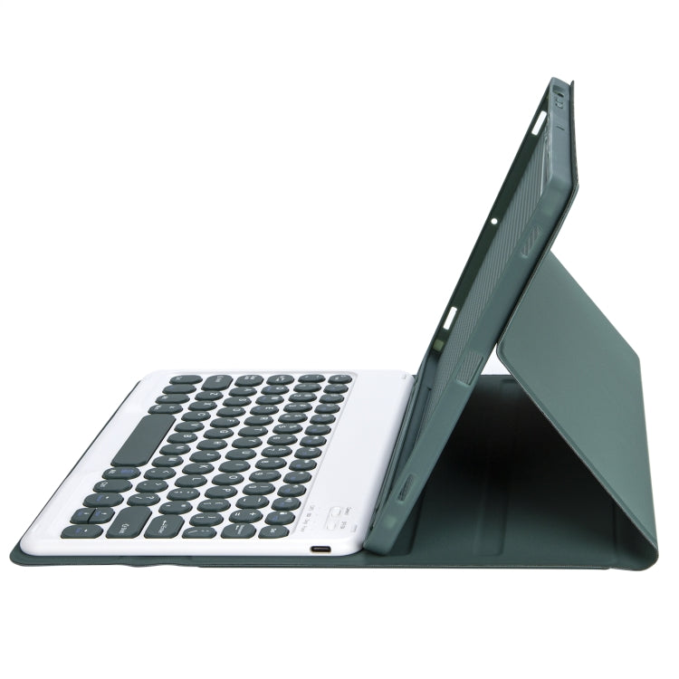 YA700B Candy Color Skin Feel Texture Round Keycap Bluetooth Keyboard Leather Case For Samsung Galaxy Tab S8 11 inch SM-X700 / SM-X706 & S7 11 inch SM-X700 / SM-T875(Dark Green) - Samsung Keyboard by PMC TechLife | Online Shopping South Africa | PMC TechLife