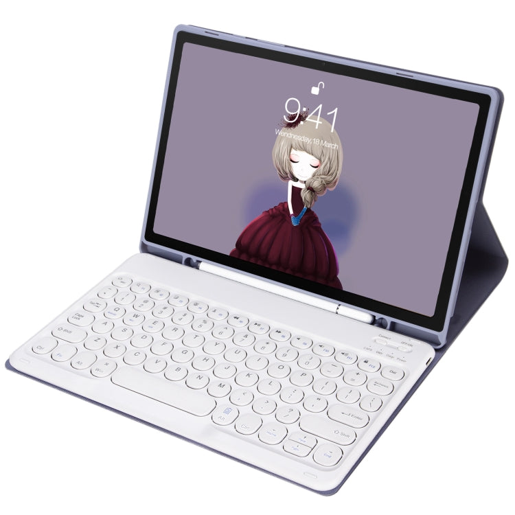 YA700B Candy Color Skin Feel Texture Round Keycap Bluetooth Keyboard Leather Case For Samsung Galaxy Tab S8 11 inch SM-X700 / SM-X706 & S7 11 inch SM-X700 / SM-T875(Purple) - Samsung Keyboard by PMC TechLife | Online Shopping South Africa | PMC TechLife | Buy Now Pay Later Mobicred