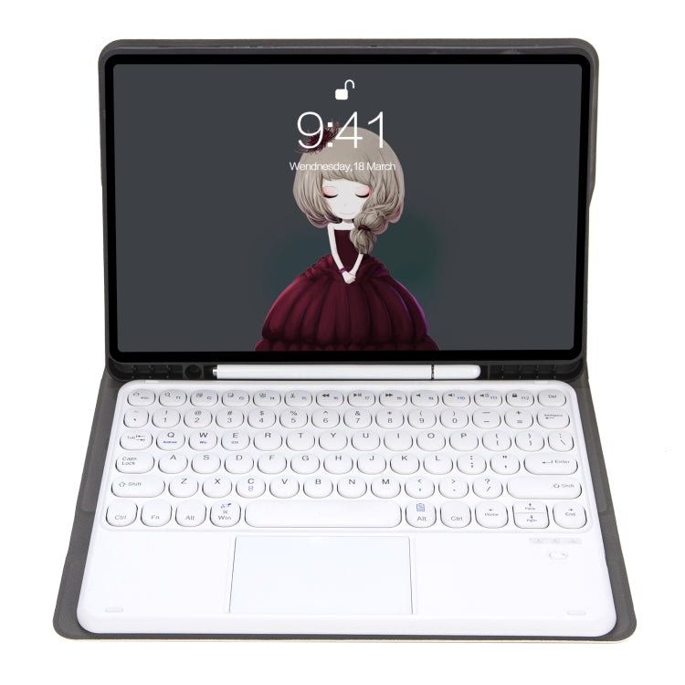 YA610B-A  Lambskin Texture Voltage Round Keycap Bluetooth Keyboard Leather Case with Touchpad For Samsung Galaxy Tab S6 Lite 10.4 inch SM-P610 / SM-P615(Gold) - Samsung Keyboard by PMC TechLife | Online Shopping South Africa | PMC TechLife