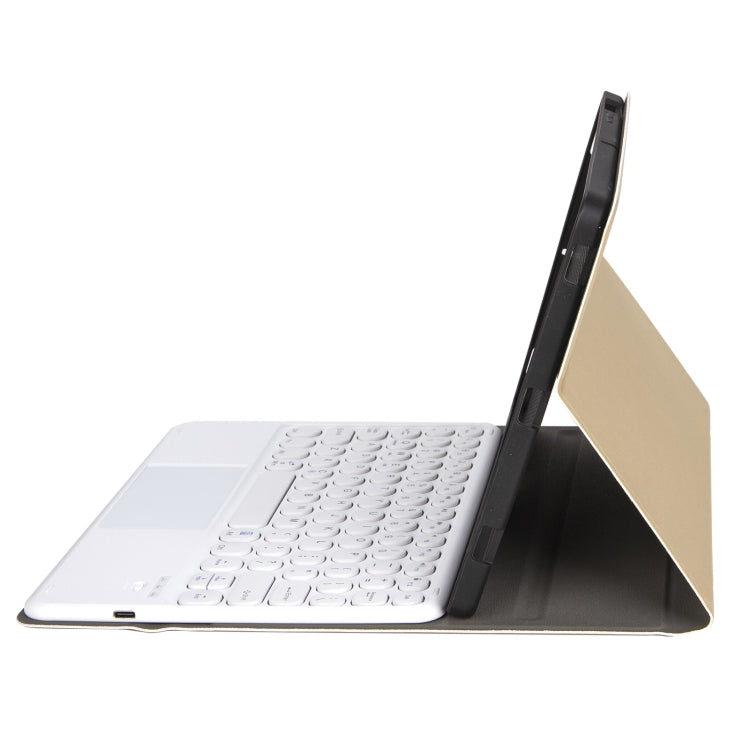YA610B-A  Lambskin Texture Voltage Round Keycap Bluetooth Keyboard Leather Case with Touchpad For Samsung Galaxy Tab S6 Lite 10.4 inch SM-P610 / SM-P615(Gold) - Samsung Keyboard by PMC TechLife | Online Shopping South Africa | PMC TechLife