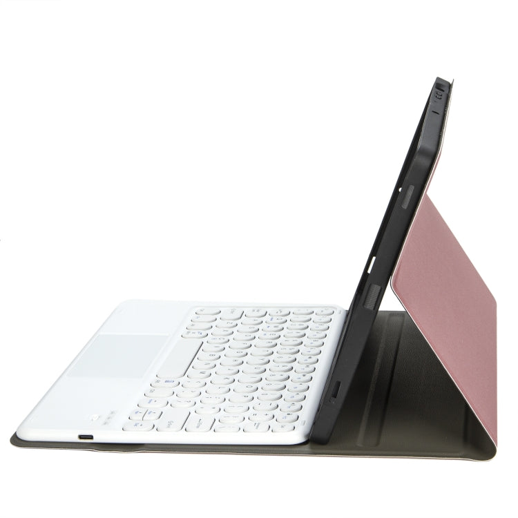 YA610B-A  Lambskin Texture Voltage Round Keycap Bluetooth Keyboard Leather Case with Touchpad For Samsung Galaxy Tab S6 Lite 10.4 inch SM-P610 / SM-P615(Rose Gold) - Samsung Keyboard by PMC TechLife | Online Shopping South Africa | PMC TechLife