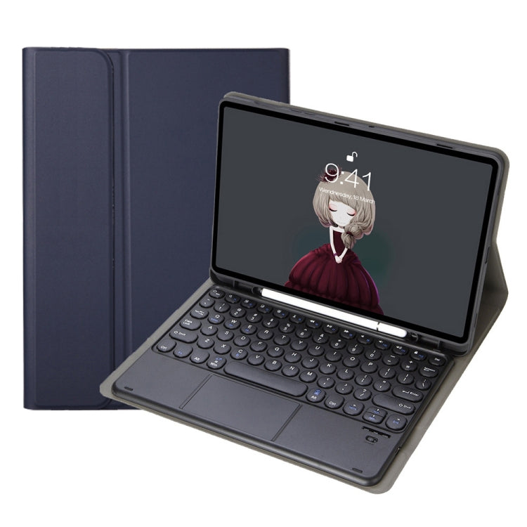 YA08B-A  Lambskin Texture Voltage Round Keycap Bluetooth Keyboard Leather Case with Touchpad For Samsung Galaxy Tab A8 10.5 2021 SM-X200 / SM-X205(Blue) - Samsung Keyboard by PMC TechLife | Online Shopping South Africa | PMC TechLife
